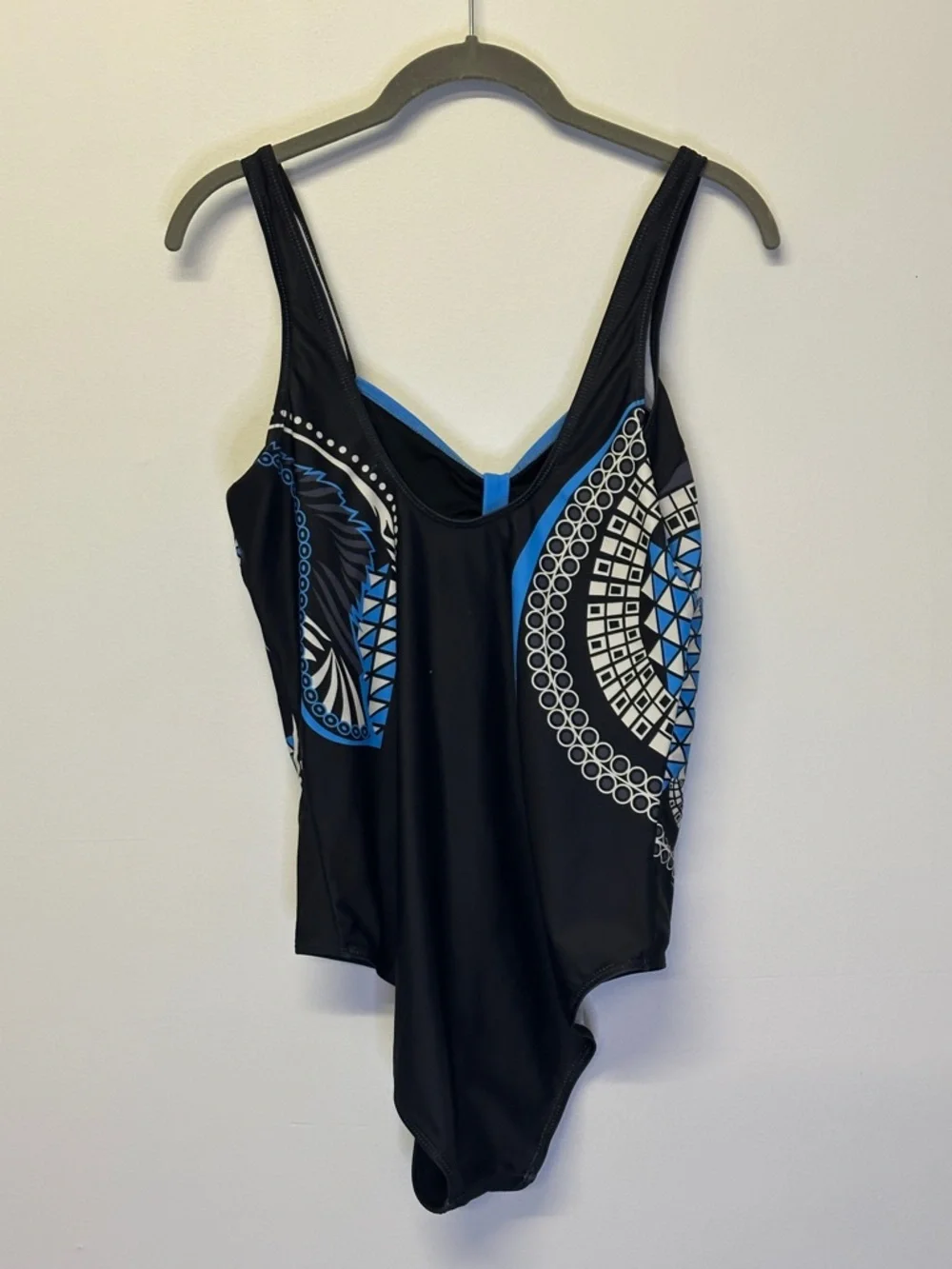 Blue & Black Geometric One-Piece Swimsuit size XL - Picture 2 of 2